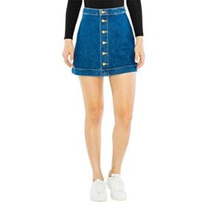 American Apparel Denim Button Down A Line Mini Blue Jean Skirt, Size S